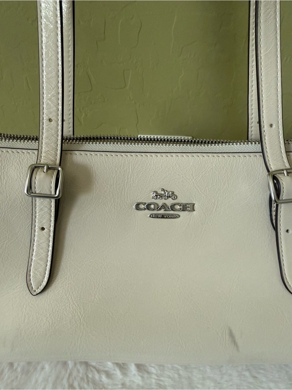 Coach Asher shoulder bag Cream Leather Double-Strap  with Silver Hardware - Picture 3 of 8